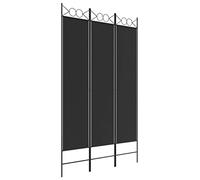 'vidaXL 3-Panel Room Divider in Black - Versatile, Foldable, 100% Polyester Fabric Screen for Living Room and Bedroom