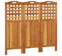 "vidaXL 3-Panel Room Divider in Solid Acacia Wood, Natural Brown Finish - Versatile, Foldable Design, Compact and Space-Saving Room Partition"