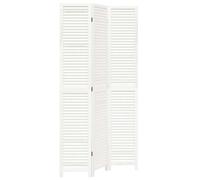 vidaXL 3-Panel Room Divider - Privacy Screen in White Solid Paulownia Wood, Foldable, Indoor Use, for Living Room/Bedroom/Office - 105-110x220cm