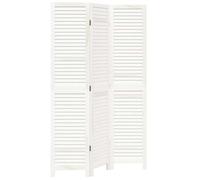 vidaXL 3-Panel Room Divider/Privacy Screen - Solid Paulownia Wood, White, 105-110 x 180 cm for Living Room, Bedroom, Office