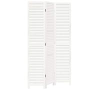 vidaXL 3-Panel Room Divider Screen, White Paulownia Wood, Flexible Folding Privacy Partitions for Bedroom/Living Room/Office, Indoor Sun Blocking