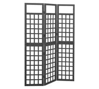 vidaXL 3-Panel Room Divider/Trellis Solid Fir Wood Black 121x180 cm