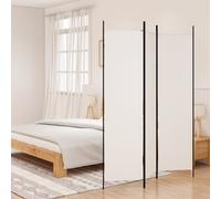 vidaXL 3-Panel Room Divider in White - Versatile Fabric Partition for Privacy and Sunlight Control - Easy-To-Store Foldable Design