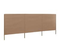 'vidaXL 3-Panel Wind Screen - Resistant Non-Woven Fabric and Wooden Pole Construction - Taupe, 400x120cm - Outdoor Wind Protection and Space Divider
