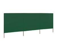 vidaXL 3-Panel Wind Screen - Green Non-Woven Fabric with Wooden Poles, Portable and Easy to Set, Provides Excellent Wind Protection - 400x120 cm