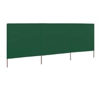 vidaXL 3-Panel Wind Screen - Green Non-Woven Fabric with Wooden Poles, Portable and Easy to Set, Provides Excellent Wind Protection - 400x120 cm