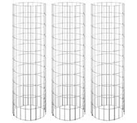 vidaXL Circular Gabion Raised Beds 3 pcs, Gabion Basket for Planter, Gabion Cage for Outdoor, Garden Planter, Galvanised Steel 30x100 cm
