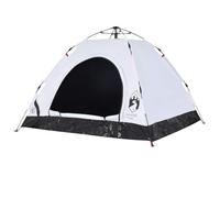 vidaXL 3-Person Dome Camping Tent with Blackout Fabric, Quick Setup, Waterproof Coating, Ventilation, and Portable Design, White