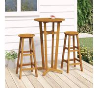 vidaXL 3 Piece Bar Set Solid Wood Acacia, Brown