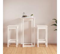 vidaXL 3 Piece Bar Set White Solid Wood Pine
