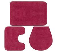vidaXL 3-Piece Bath Mat Set in Vibrant Fuchsia - 100% Cotton, Non-Slip Backing, Water Absorbent