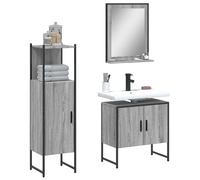 vidaXL 3 Piece Bathroom Cabinet Set Grey Sonoma Engineered Wood, Grey