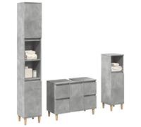 vidaXL 3 Piece Bathroom Furniture Set Concrete Grey Engineered Wood