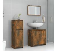 vidaXL 3 Piece Bathroom Furniture Set Smoked Oak Engineered Wood