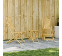 vidaXL 3 Piece Bistro Set Bamboo, Brown