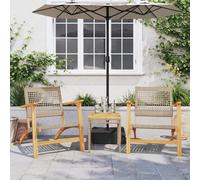 vidaXL 3 Piece Bistro Set Beige Poly Rattan and Solid Wood Acacia