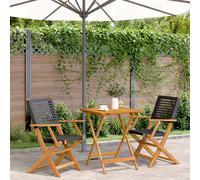 Garden Dining Set 5 Piece Table and Chair Poly Rattan and Solid Wood vidaXL