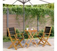 vidaXL Bistro Set 3 Piece Outdoor Bar Set Black Polypropylene and Solid Wood