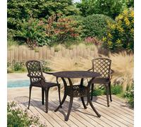 vidaXL 3 Piece Bistro Set Cast Aluminium Bronze, Brown