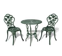 vidaXL 3 Piece Bistro Set Cast Aluminium Green
