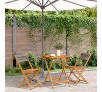 vidaXL Bistro Set 3 Piece Outdoor Bar Set Grey Polypropylene and Solid Wood