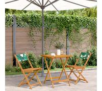 vidaXL Bistro Set 3 Piece Outdoor Bar Set Leaf Pattern Fabric and Solid Wood