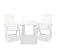 vidaXL 3 Piece Bistro Set Plastic White, White