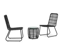 vidaXL 3 Piece Bistro Set Poly Rattan Black UK HOT