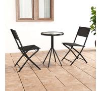 vidaXL Bistro Set 3 Piece Steel Black Outdoor Patio Table and Chair Furniture