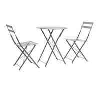 vidaXL 3 Piece Outdoor Bistro Set Grey Steel Balcony Furniture Stool Table