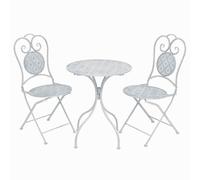 vidaXL 3 Piece Bistro Set Steel Greyish White UK HOT
