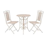 vidaXL 3 Piece Bistro Set Steel White 01 UK HOT