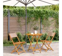 vidaXL 3 Piece Bistro Set Taupe Fabric and Solid Wood