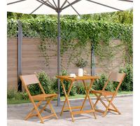 vidaXL Bistro Set 3 Piece Bar Set Balcony set Taupe Fabric and Solid Wood