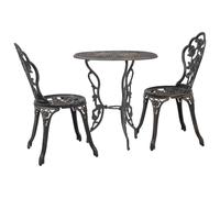 vidaXL 3 Piece Bistro Set Weather-Resistant and Durable Outdoor Garden Balcony Patio Dining Table Chair Furniture Cast Aluminium
