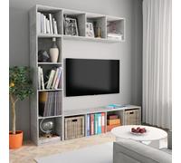 vidaXL 3 Piece Book/TV Cabinet Set Concrete Grey Display Storage Organiser