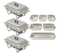 vidaXL 3 Piece Chafing Dish Set Stainless Steel