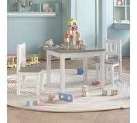 vidaXL 3 Piece Children Table and Chair Set White and Grey MDF
