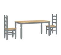 vidaXL 3 Piece Dining Set PANAMA Grey Solid Wood Pine