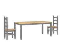 vidaXL 3 Piece Dining Set PANAMA Grey Solid Wood Pine