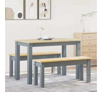 vidaXL 3 Piece Dining Set Panama Grey Solid Wood Pine
