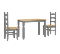 vidaXL 3 Piece Dining Set PANAMA Grey Solid Wood Pine