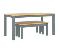 vidaXL 3 Piece Dining Set PANAMA Grey Solid Wood Pine