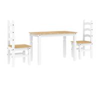 vidaXL 3 Piece Dining Set PANAMA White Solid Wood Pine