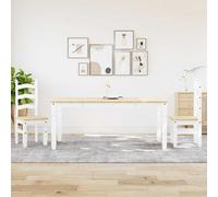 vidaXL 3 Piece Dining Set Panama White Solid Wood Pine