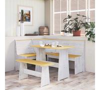 Vidaxl 3 Piece Dining Set Reine Honey Brown And White Solid Wood Pine