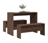 vidaXL 3 Piece Dining Table and Bench set Brown Oak Engineered Wood