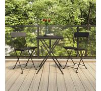 vidaXL 3 Piece Folding Bistro Set Black Poly Rattan