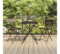 (brown) vidaXL Folding Bistro Set 3 Piece Poly Rattan Patio Table Chair Multi Colours