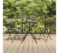 vidaXL 3 Piece Folding Bistro Set Grey Poly Rattan UK HOT